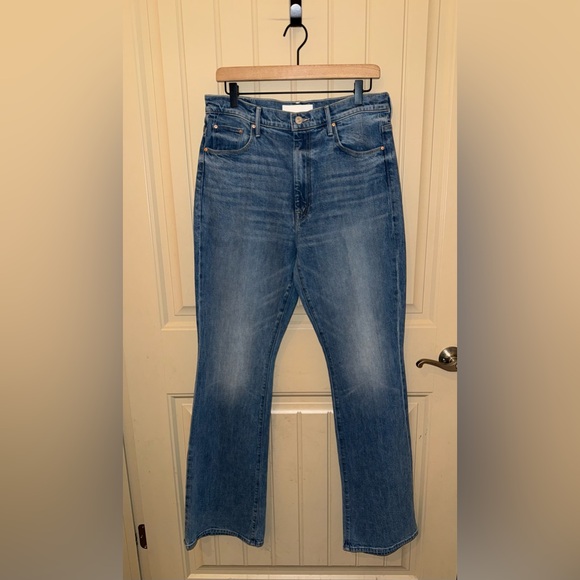 Mother Superior Denim High Waist Weekender Slice Heel in Belle De JourSize 32